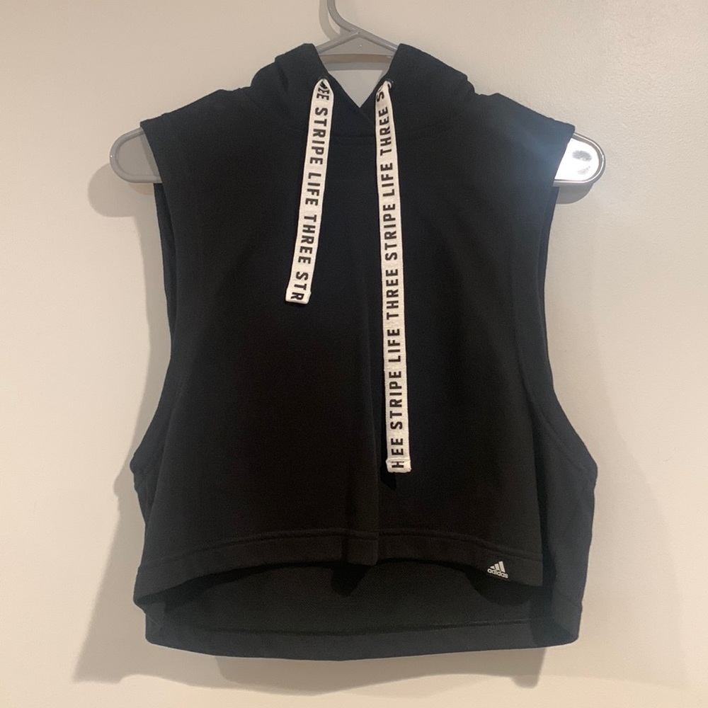 Adidas black cropped tank hoodie